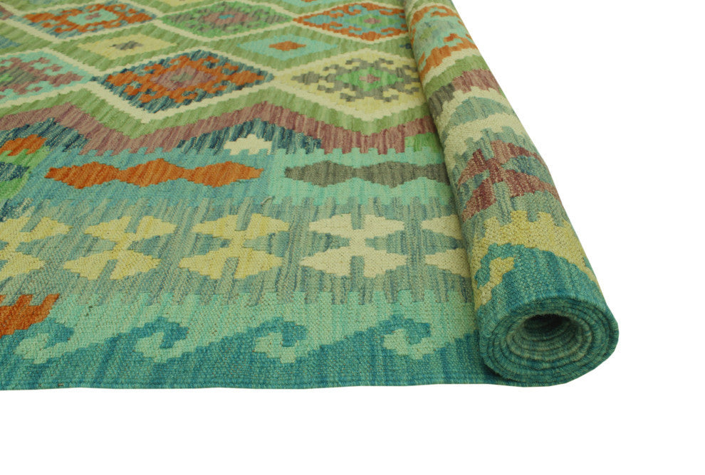 Sangat Kilim Talihah Green/Blue Rug, 6'10x9'8
