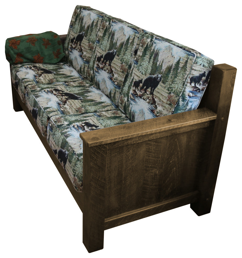 Barnwood Style Timber Peg Couch, Woodland Smoke, Bradley Multi