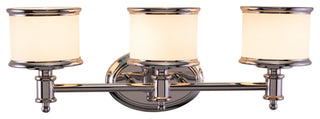 Carlisle Vanity Light, Chrome, White Frosted Opal Glass, 3-Light