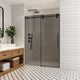 Echarri Single Sliding Frameless Shower Door, Tinted Glass, Matte Black, 48" W X 78"h