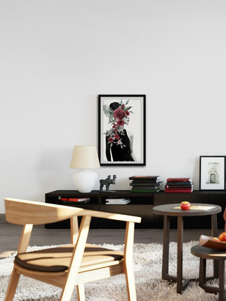 "Red Blooms" Framed Painting Print, 12"x18"