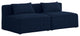 Cube Upholstered Modular Sofa, Navy, 2-Piece: 2 Armless Chair, Linen Texured Fabric