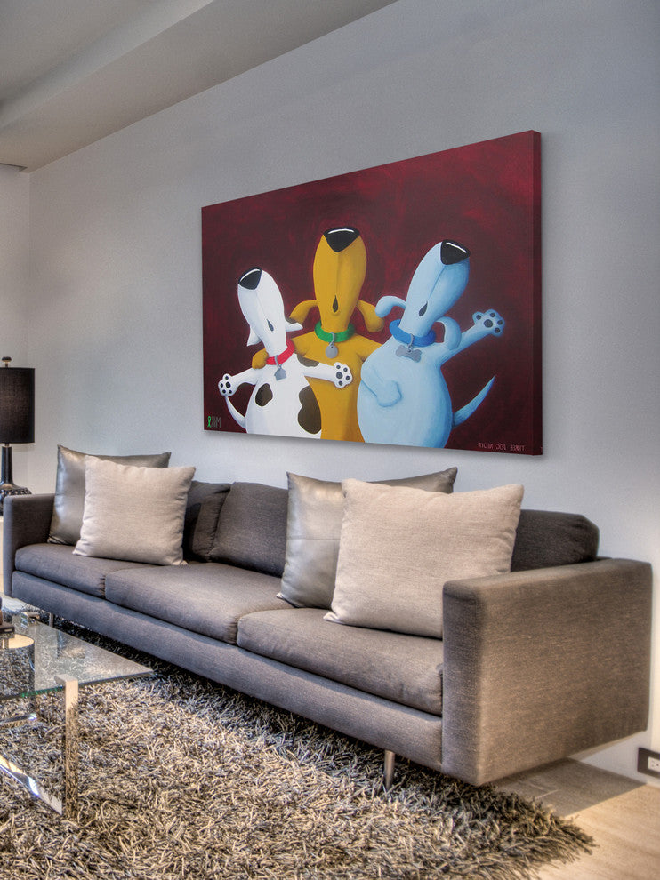 Marmont Hill, "Three Dog Night" by Mike Taylor Painting on Wrapped Canvas, 24x16