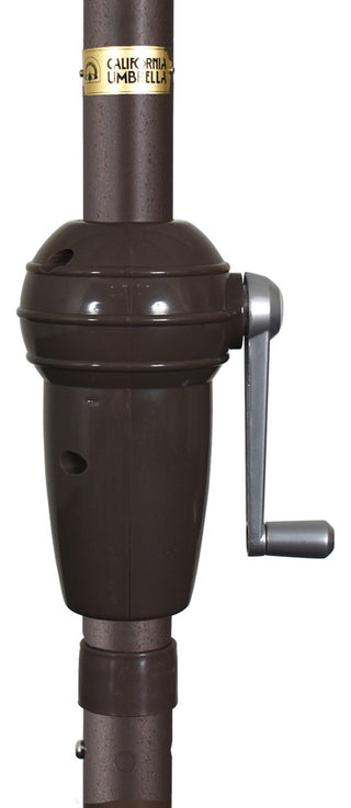 9' Bronze Auto-Tilt Crank Aluminum Umbrella, Pacifica, Brick