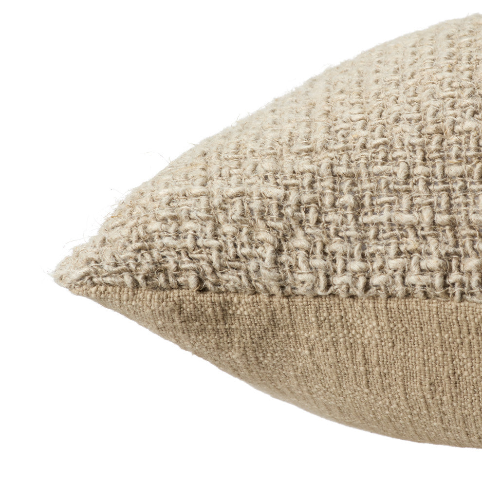 Tordis Solid Pillow 22" Square, Taupe, Polyester Fill