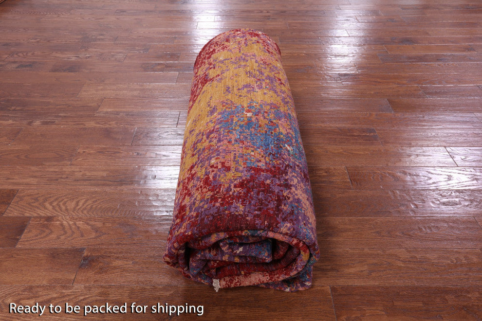 9' 9" X 13' 7" Modern Hand Knotted Wool Rug Q9752