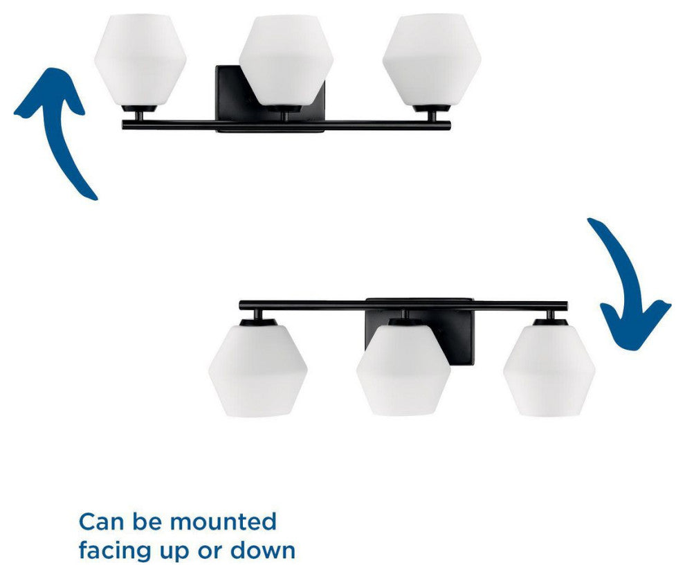 Copeland Collection Three-Light Matte Black Mid-Century Modern Vanity Light