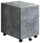 Benzara BM209627 File Cabinet with 3 Storage Drawers and Casters, Gray