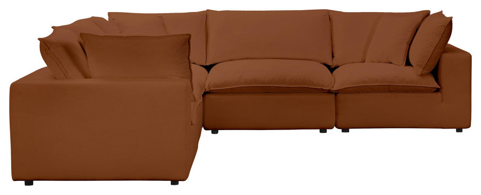 Cali Modular 5-piece L-Sectional, Rust