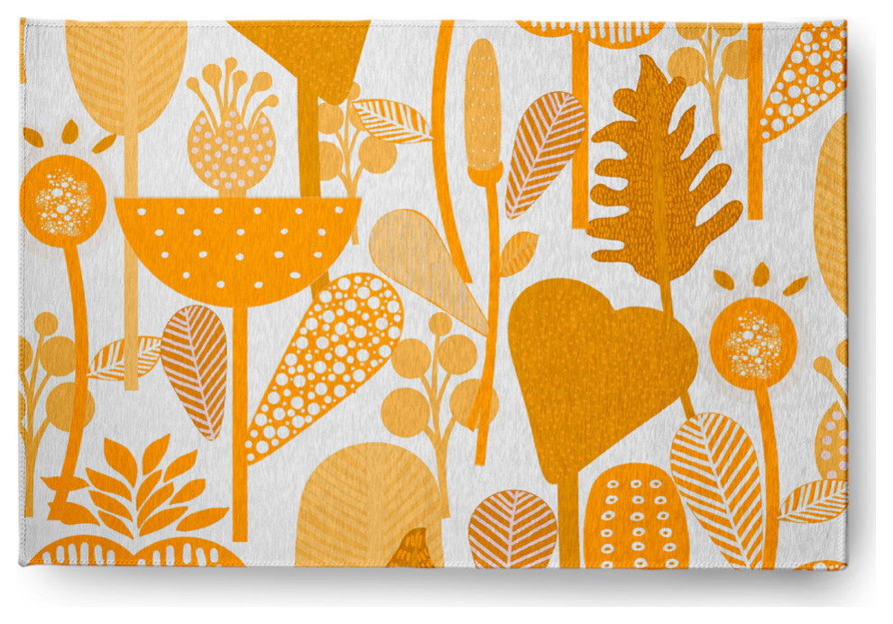 Flower Forest Spring Chenille Rug, Mango, 4'x6'