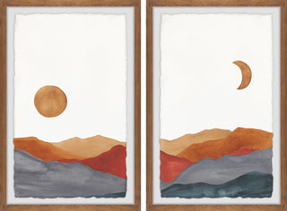 Glowing Mountains Diptych, 2-Piece Set, 16x24 Panels