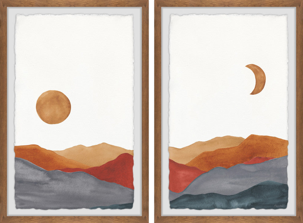 Glowing Mountains Diptych, 2-Piece Set, 16x24 Panels
