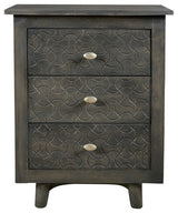 Gridley Hand-Carved 3-Drawer Nightstand on Mango Solid Wood, Gray Wash