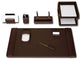 D3420, Chocolate, Brown Leather, 10-Piece Desk Set