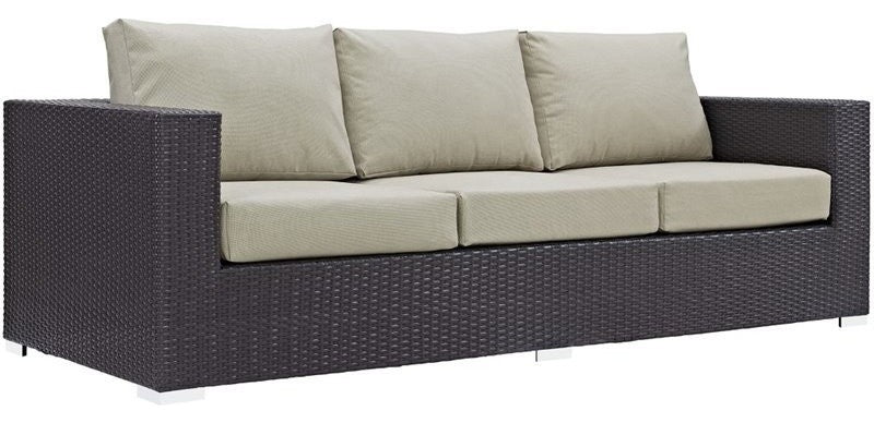 Espresso Beige Convene 9-Piece Outdoor Patio Sofa Set