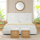 Miramar Cushion-Back Headboard Platform Bed Frame, Antique White Polyester, King