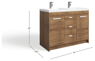 The Ashland Bathroom Vanity, Oak, 48", Double Sink, Freestanding