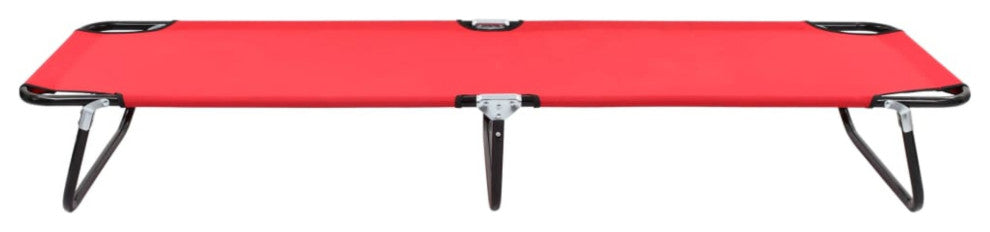 vidaXL Folding Sun Lounger Red Steel