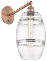 Ballston-Vaz 1-Light 8" Sconce, Arm Adjusts Up/Down, Antique Copper, Clear