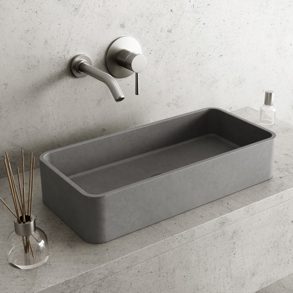 VIGO Palazzo 24"L x 11"W x 5"H Concreto Stone Rectangular Bathroom Vessel Sink