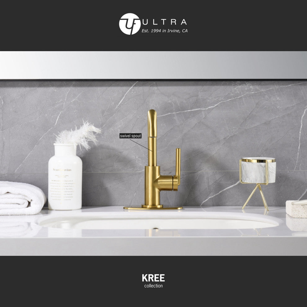 Ultra Faucets UF3070X Single Handle Bathroom Faucet, Brushed Gold