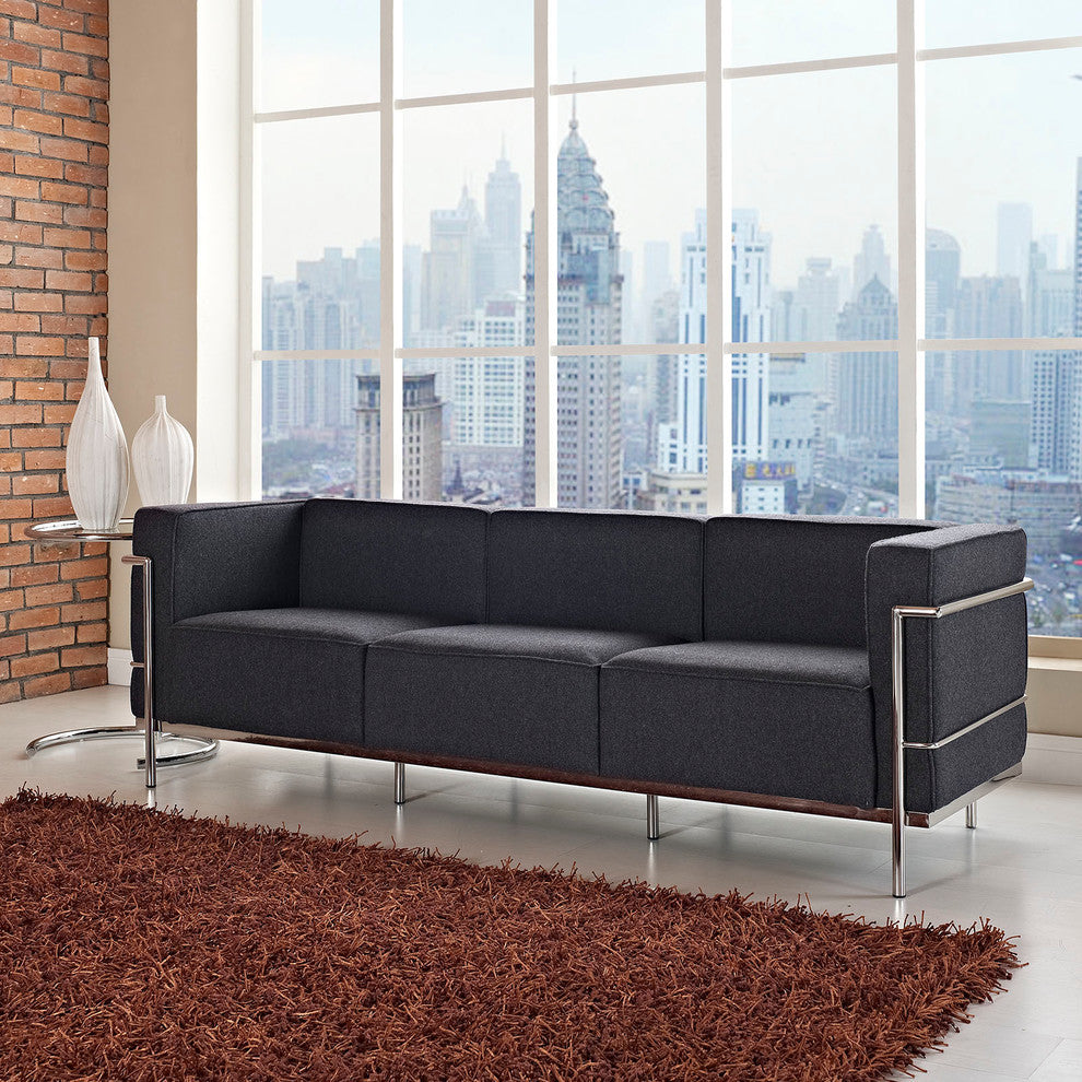 Modern Contemporary Living Room Wool Sofa Dark Gray