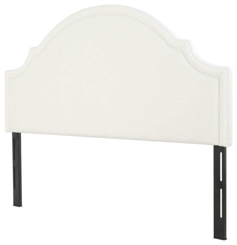 Catherine Arched Upholstered Camelback Headboard, Antique White Polyester, King
