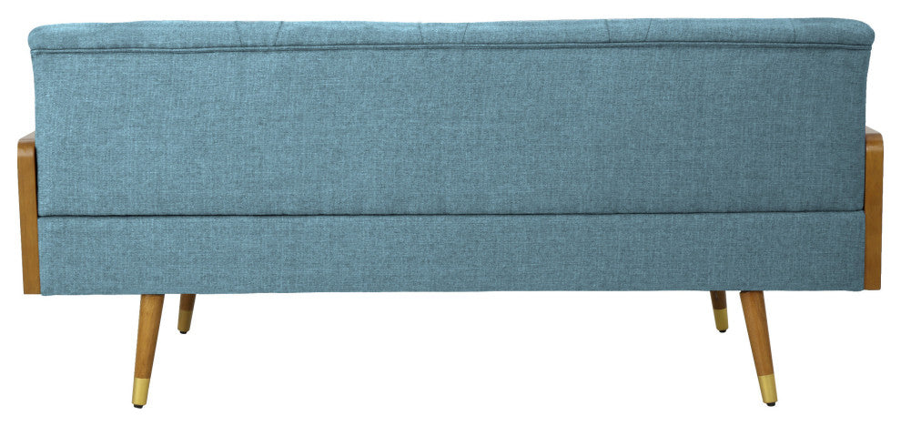 GDF Studio Aidan Mid Century Modern Tufted Fabric Sofa, Blue