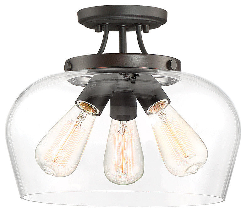 3-Light Semi-Flush Mount, English Bronze