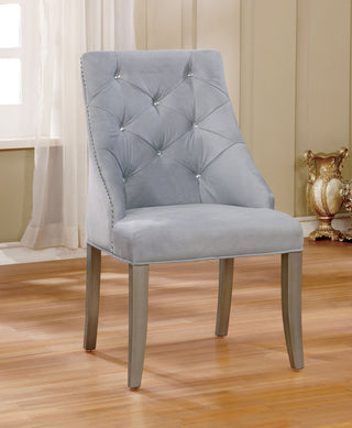 Dining Side Chair, Silver and Light Gray