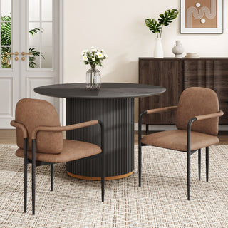 GDF Studio Modern Dining Chair With Iron Frame, Set of 2, Black/Reddish Brown