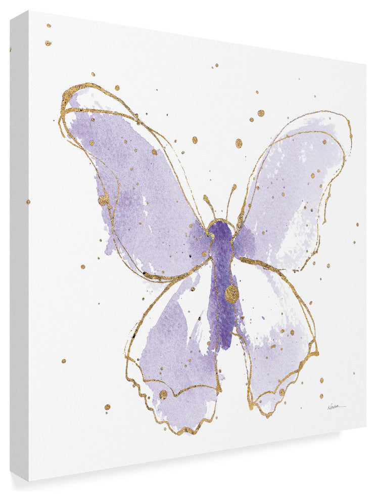 Shirley Novak 'Gilded Butterflies Ii Lavender' Canvas Art, 24"x24"