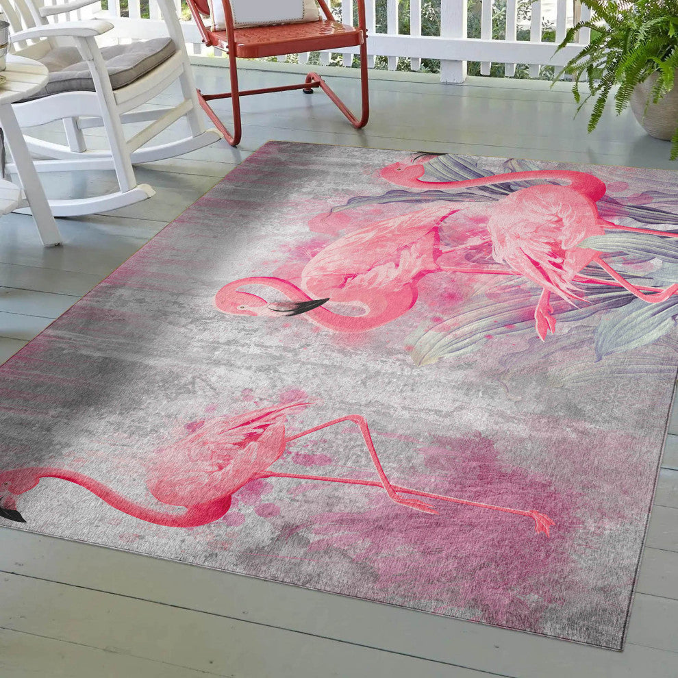 Indoor/Outdoor Tropics TC2 Silver Machine Washable 10' x 14' Rug