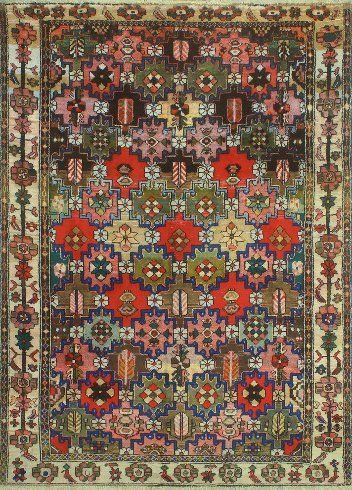 Fine Vintage Distressed Altheda Red/Ivory Rug, 6'10x9'3