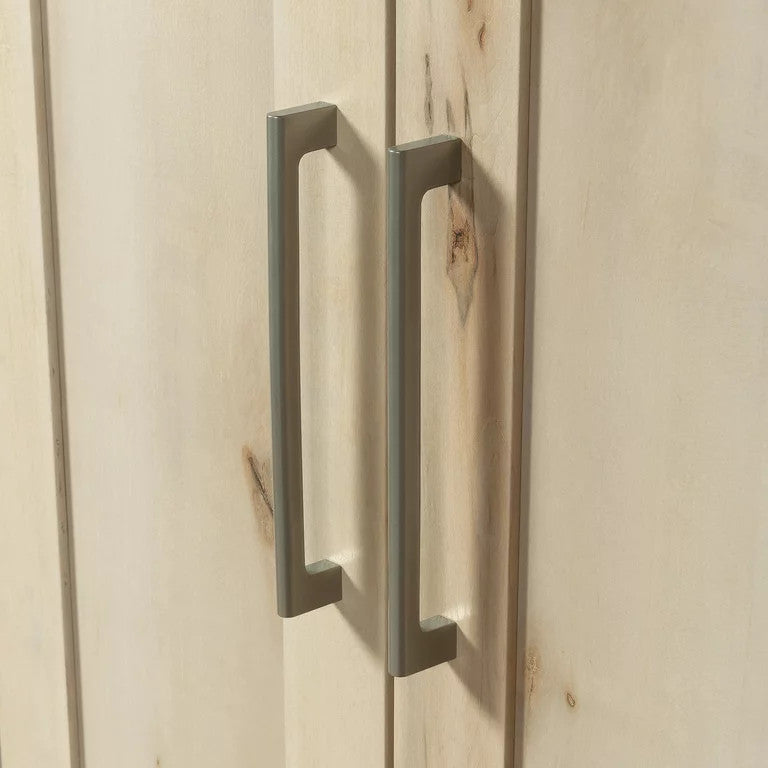 Rustic Storage Cabinet, Frame Paneled Doors With Metal Handles, Pacific Maple