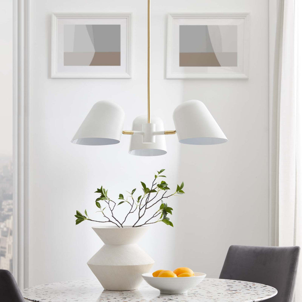 Pendant Ceiling Light Fixture, White, Metal, Modern Cafe Bistro Hospitality
