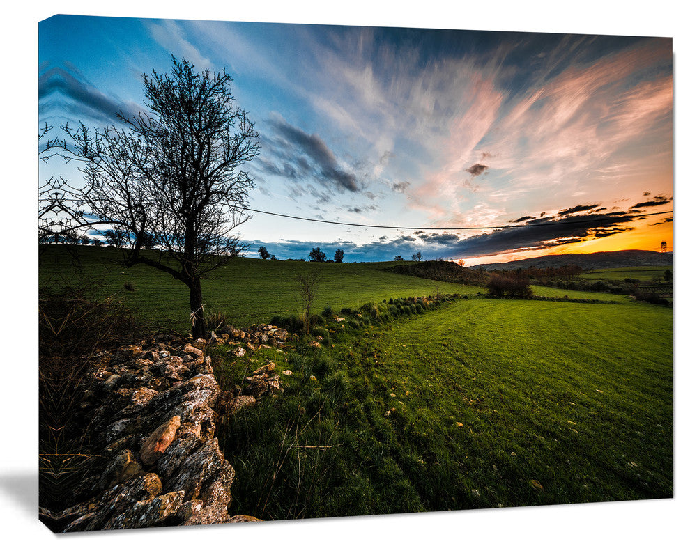 Beautiful Green Meadow in Sardinia, Landscape Canvas Art Print, 60"x28"
