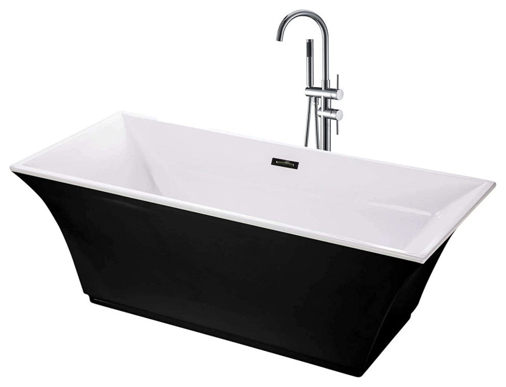 Fine Fixtures Sanctuary Freestanding Bathtub With Drain, Black