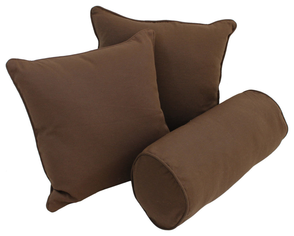 Double-Corded Solid Twill Throw Pillows With Inserts, Set of 3, Chocolate