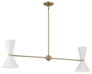 Phix 4 Light Chandelier Linear, Single, Champagne Bronze and White