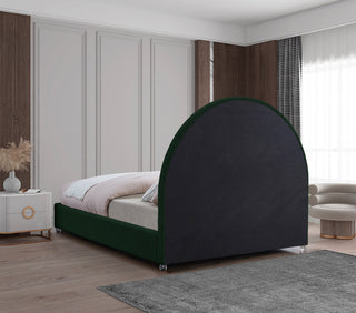 Milo Velvet Upholstered Bed, Green, Full