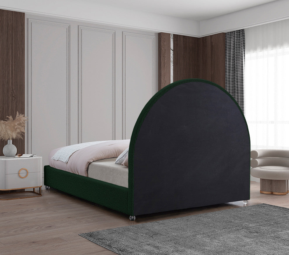 Milo Velvet Upholstered Bed, Green, Full