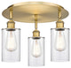 Clymer-3 Light 16" Flush Mount-Brushed Brass, Clear Glass Shade