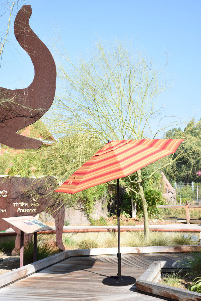 9' Bronze Auto-tilt Crank Lift Aluminum Umbrella, Sunbrella, Spectrum Mist