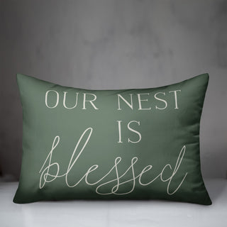Nest is Blessed on Green 14x20 Indoor/Outdoor Pillow