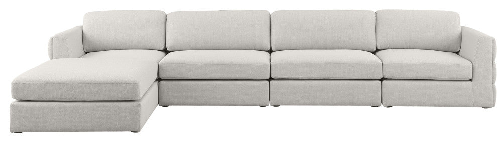 Beckham Linen Textured Fabric 5-Piece Modular L-Shaped Sectional, Beige
