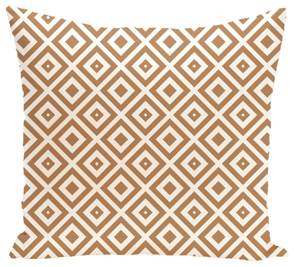 Diamond Mayhem Geometric Print Pillow, Caramel, 18"x18"