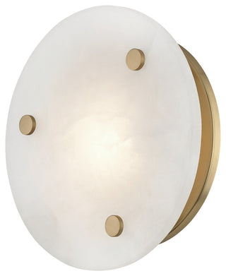 Croton Medium LED Flush Mount, Aged Brass Finish, White Alabaster