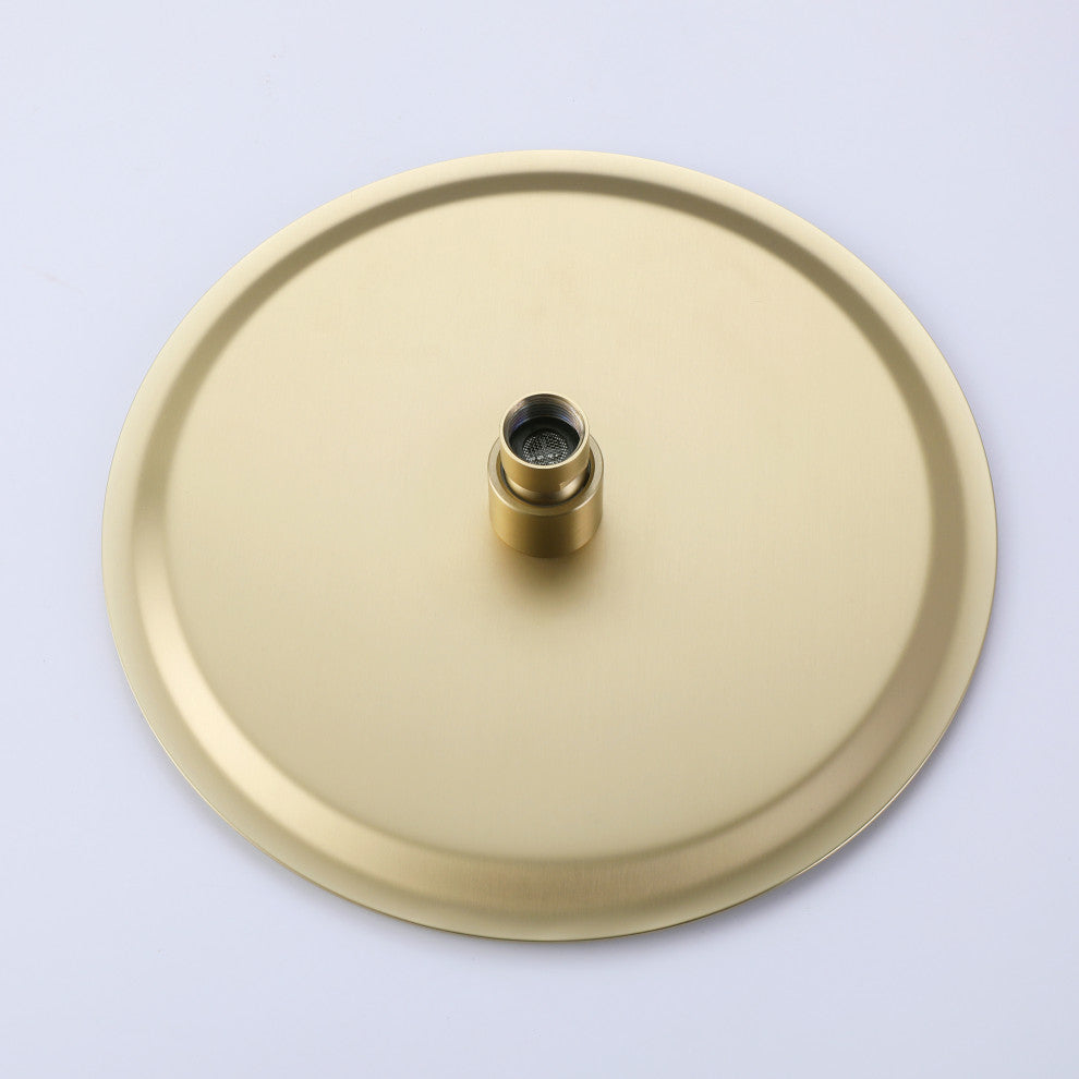 Tub Shower Faucet Set Complete Rain Shower System with Tub Spout, Brushed Gold