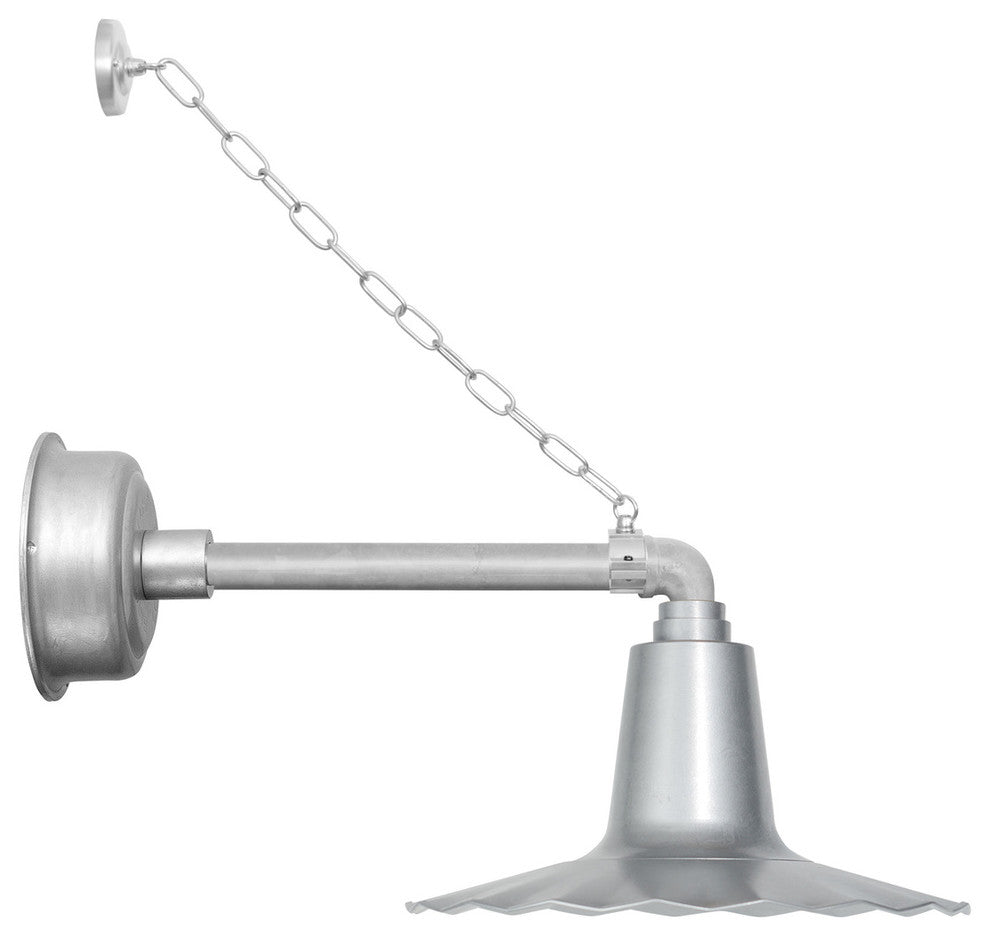 16" Iris LED Wall Light With Metropolitan Arm With Chain, Galvanized Silver
